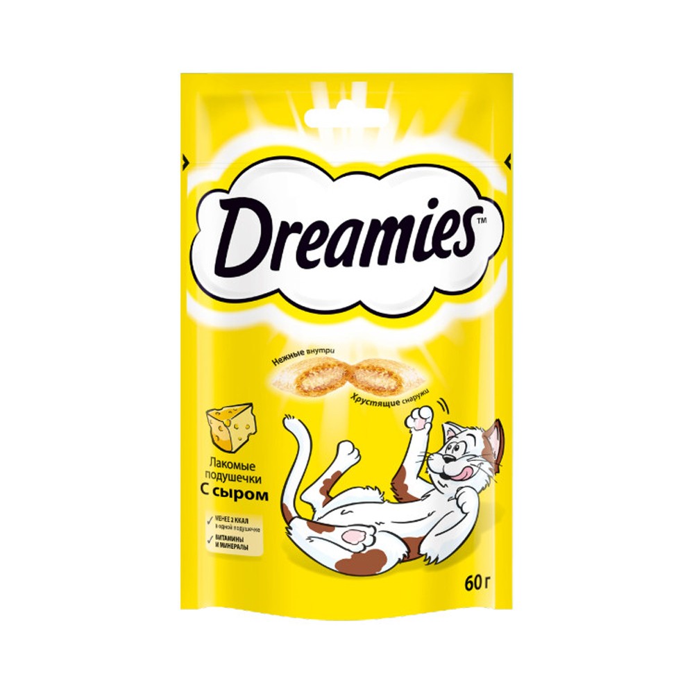 Лакомство для кошек DREAMIES лакомые подушечки с сыром
