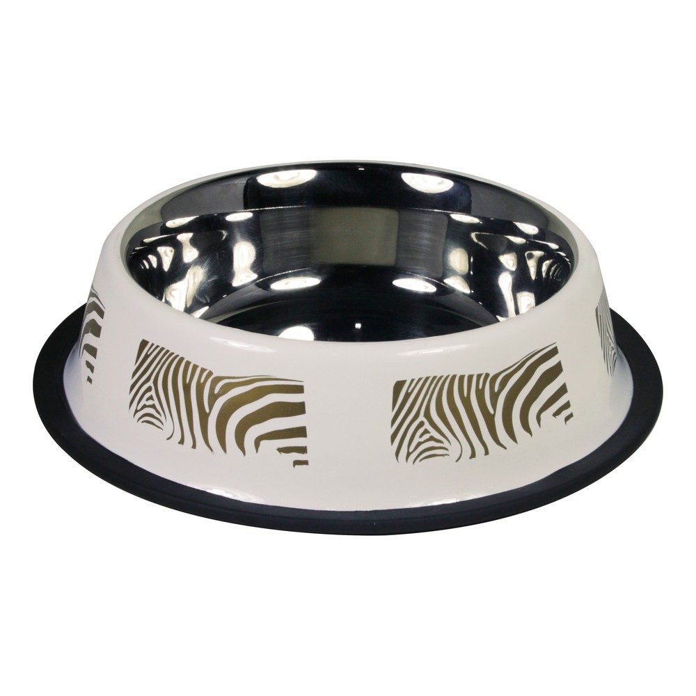 Миска для животных FOXIE Zebra Colored бежевая металлическая 21х21х4,8cм 700мл