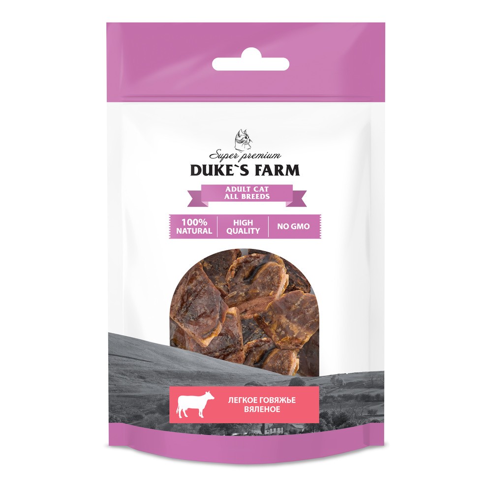 Лакомство для кошек DUKE'S FARM Говяжье легкое вяленое