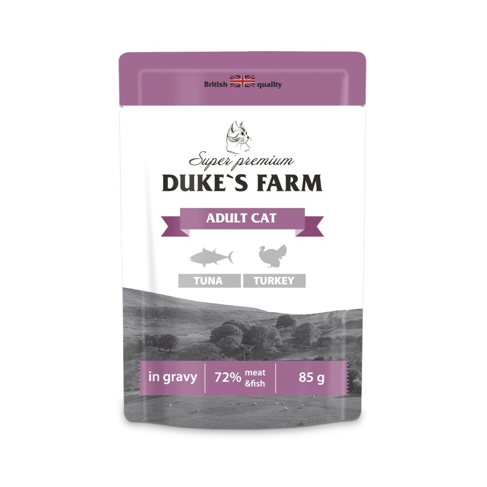 Корм для кошек DUKE'S FARM тунец, индейка в соусе пауч