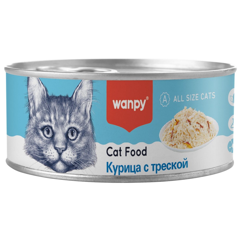 Корм для кошек WANPY Cat Курица с треской банка