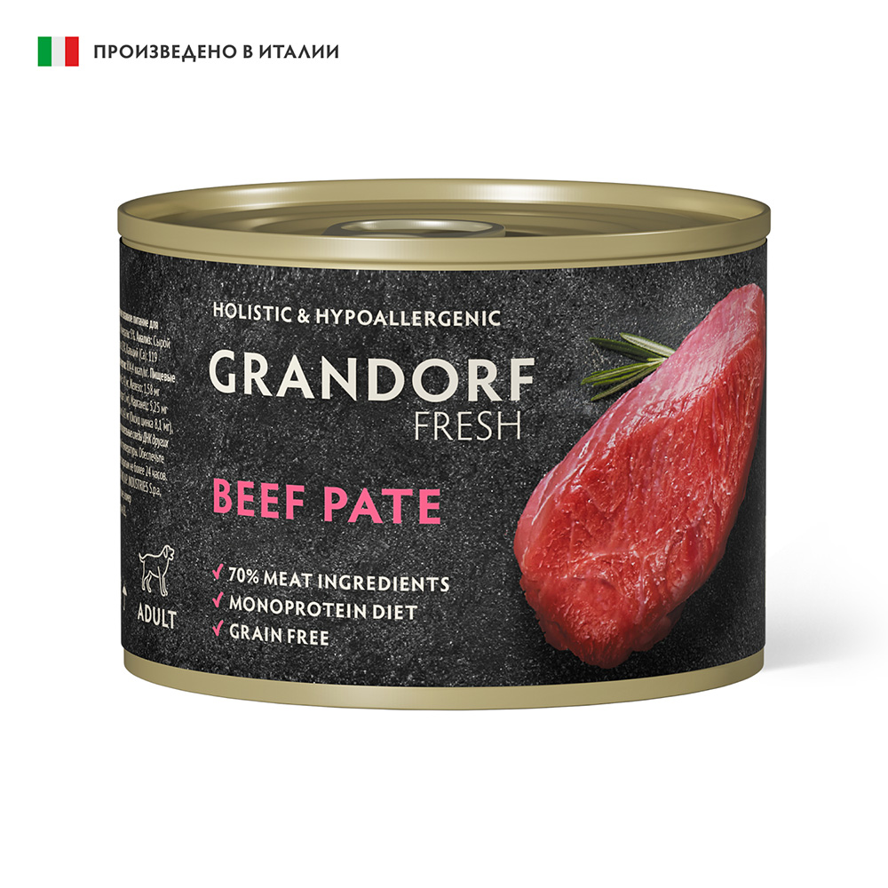 Корм для собак GRANDORF FRESH Паштет из говядины банка