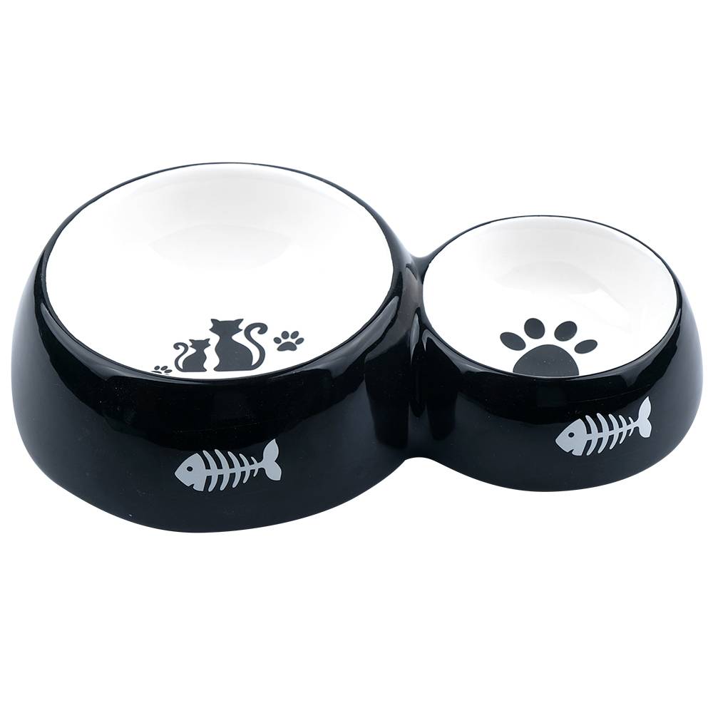Миска для животных FOXIE Black Cats двойная черная керамическая 25х15,5х5,5см 300мл