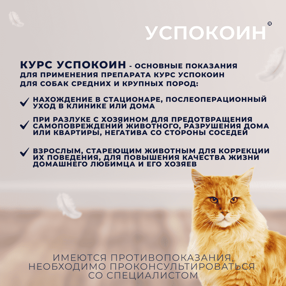 Таблетки для кошек КУРС УСПОКОИН для снижения возбуждения 16 табл.
