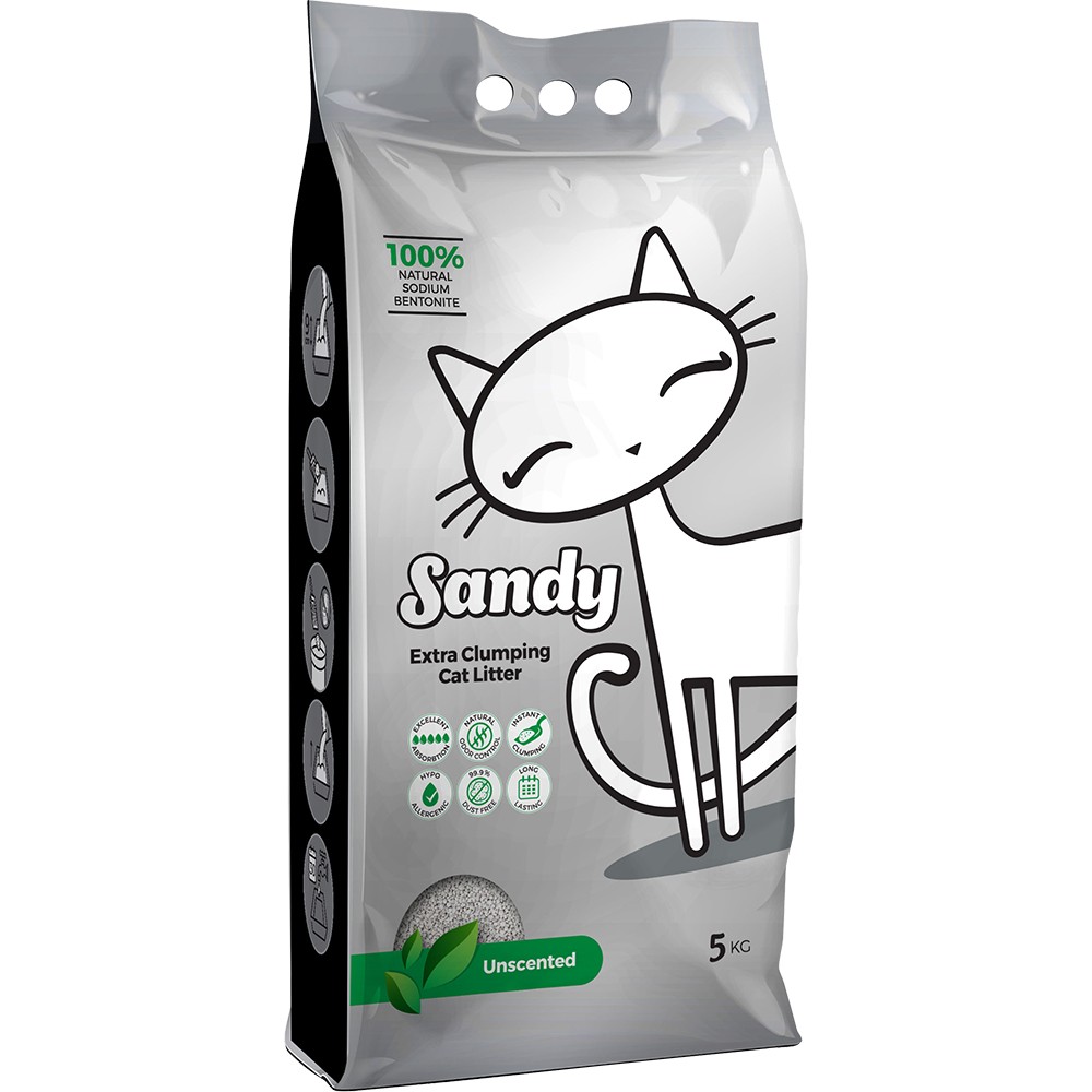 Наполнитель для кошачьего туалета SANDY комкующийся Unscented без ароматизатора