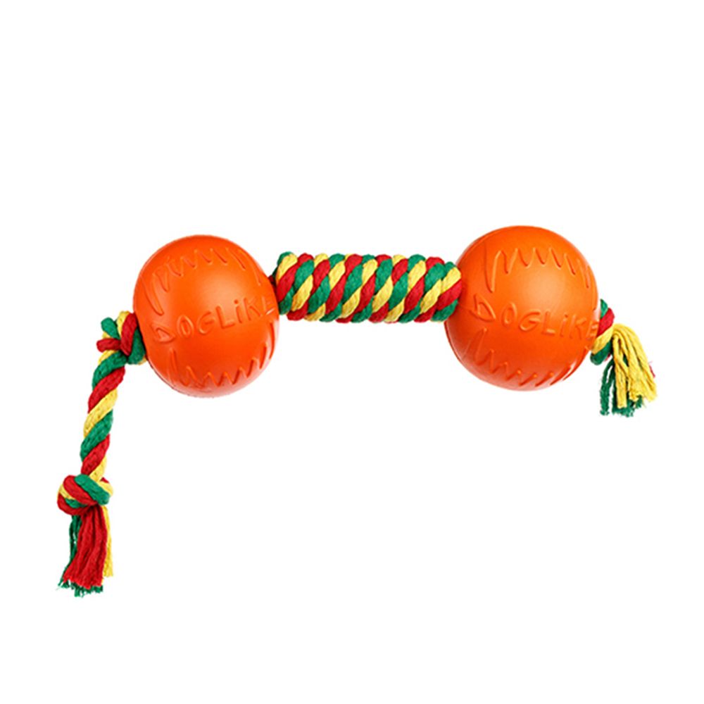 Игрушка для собак DOGLIKE Dental Knot Гантель канатная малая (Красный-желтый-зеленый)