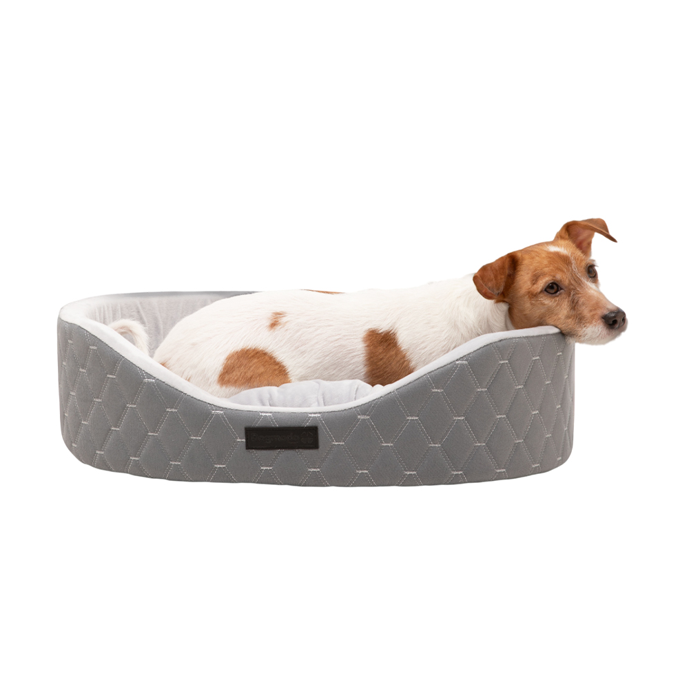 Лежак для животных DOG MODA стеганный круглый, серый 60х45х16см