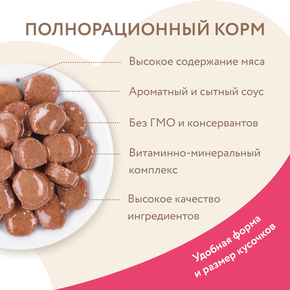 Корм для кошек МНЯМС старше 7 лет, кусочки в соусе с индейкой пауч