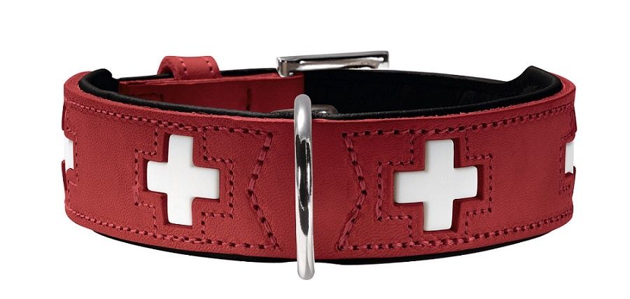 Ошейник для собак HUNTER Swiss 32 кожа красный/черный 24-28см