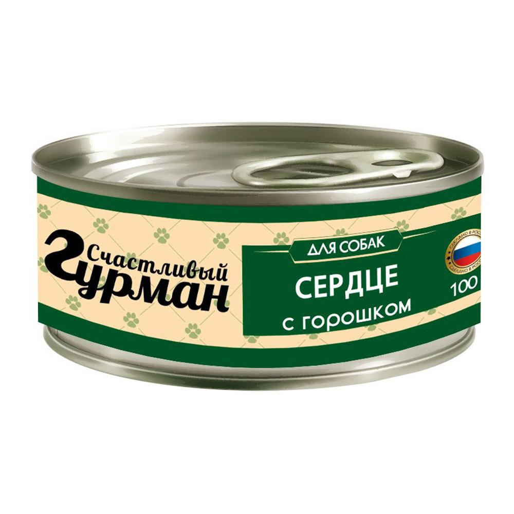 Корм для собак СЧАСТЛИВЫЙ ГУРМАН Мясное ассорти с сердцем и горошком банка