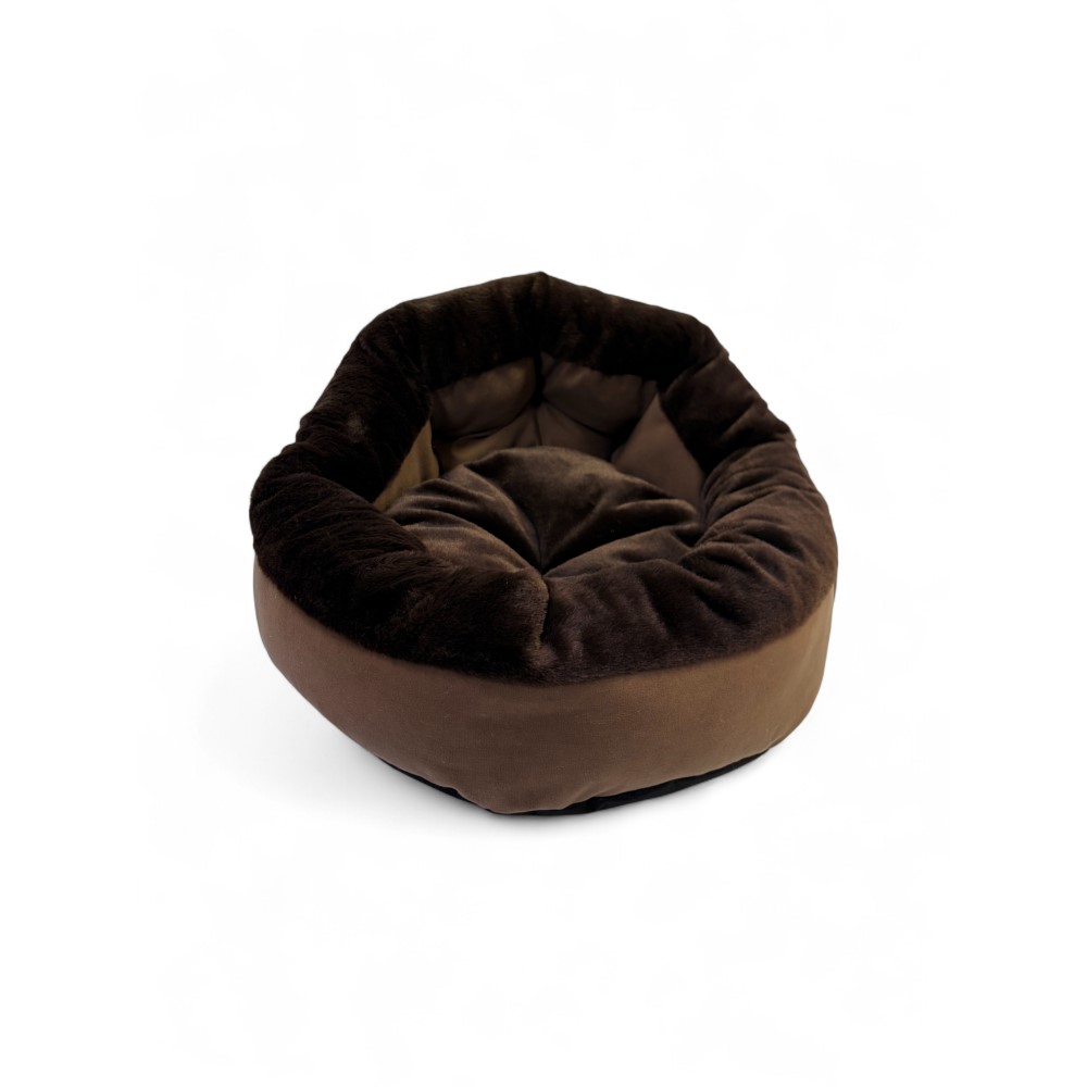 Лежак для животных FOXIE Fuzzy comfort 58х58см круглый с мехом, коричнево-шоколадный