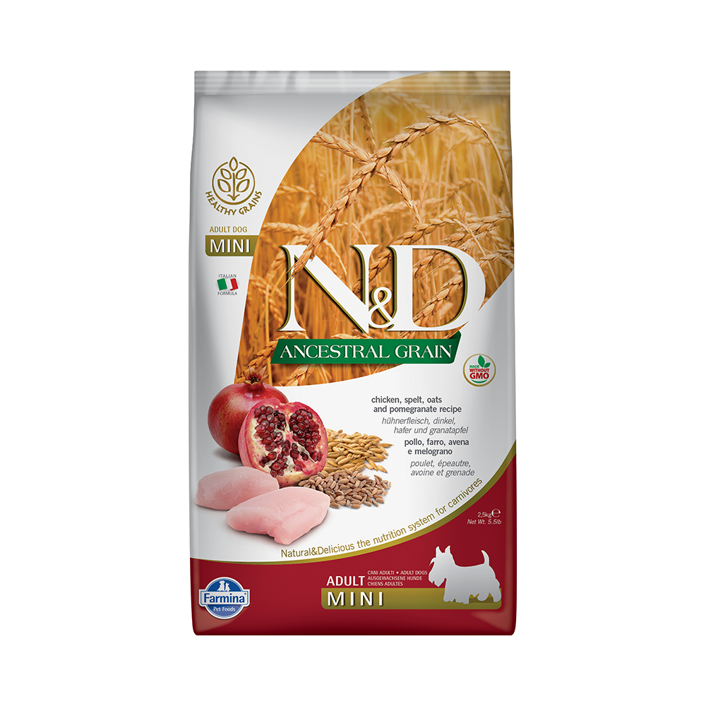 Корм для собак FARMINA N&D Ancestral Grain Line для мелких пород курица с гранатом сух.