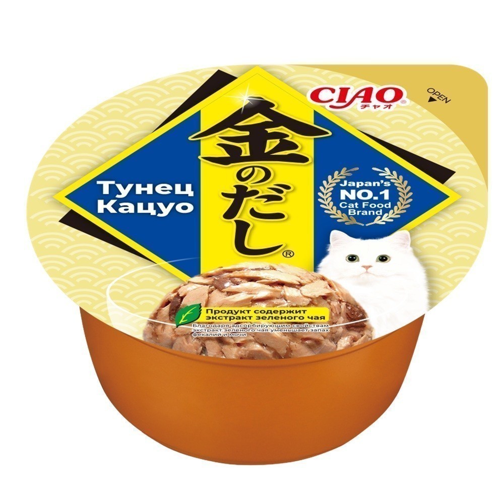 Корм для кошек INABA Ciao Kinnodashi cup Тунец Кацуо ламист.