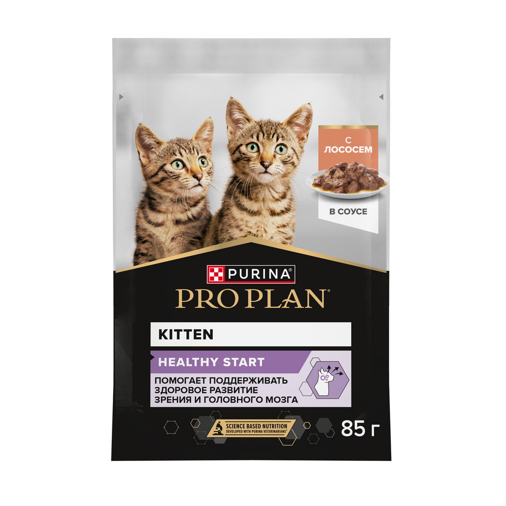 Корм для котят PRO PLAN Healthy Start кусочки с лососем в соусе пауч