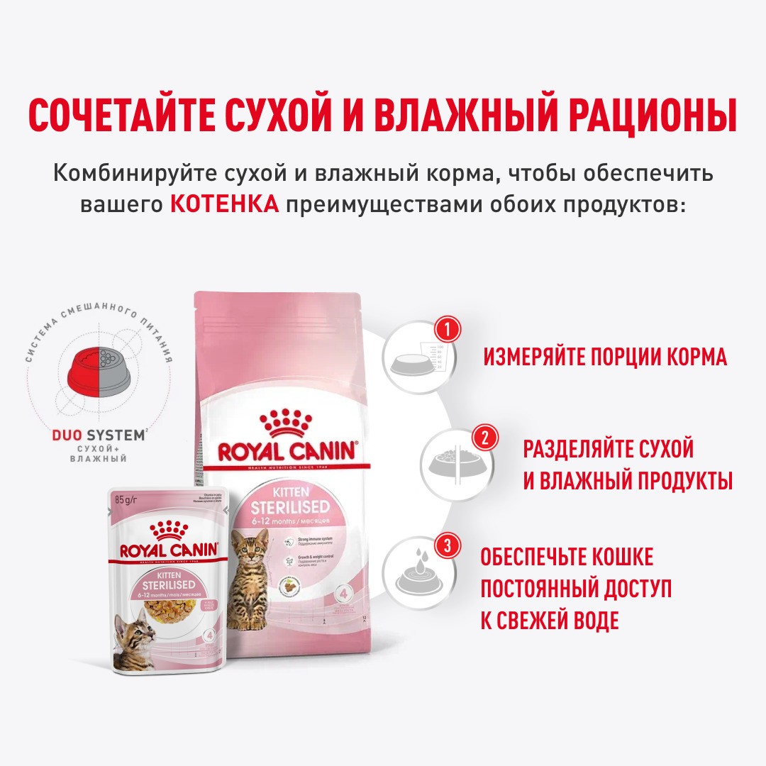 Корм для котят ROYAL CANIN Kitten Sterilised для стерилизованных от 6 мес., кусочки в желе пауч