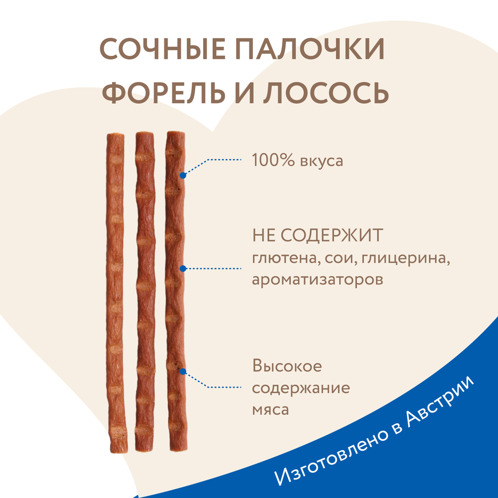 Лакомство для кошек МНЯМС Лакомые палочки с форелью и лососем 10х