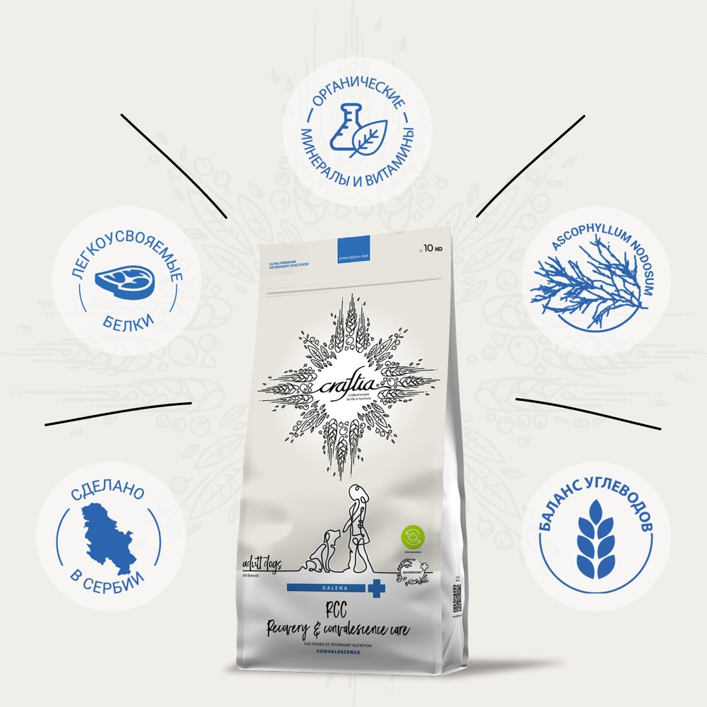 Корм для собак CRAFTIA Galena Dog Recovery&Convalescence Care подд.в период восст.и реабил. сух.
