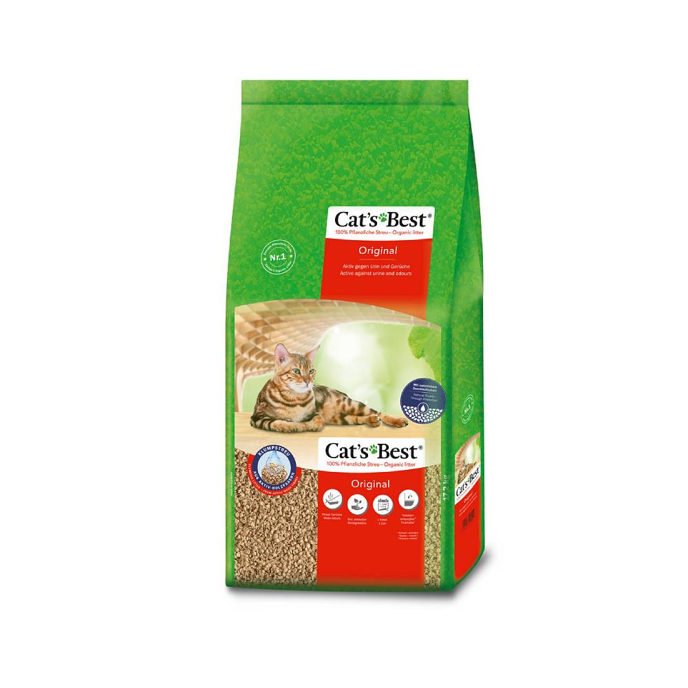 Наполнитель для кошачьего туалета CAT'S BEST Original древесный 40л (17,2кг)