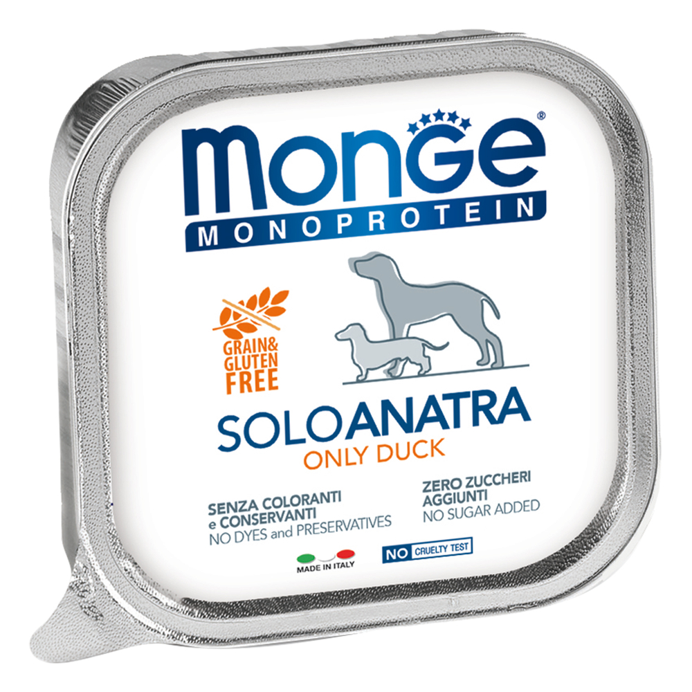 Корм для собак MONGE Dog Monoproteico Solo паштет из утки конс.