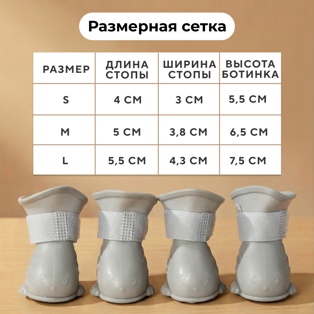 Ботинки для собак FOXIE Rain M 5х3,8х6,5см белые