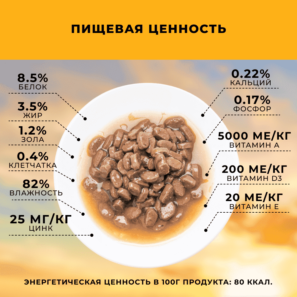 Корм для кошек MORE для пожилых, с курицей в соусе пауч