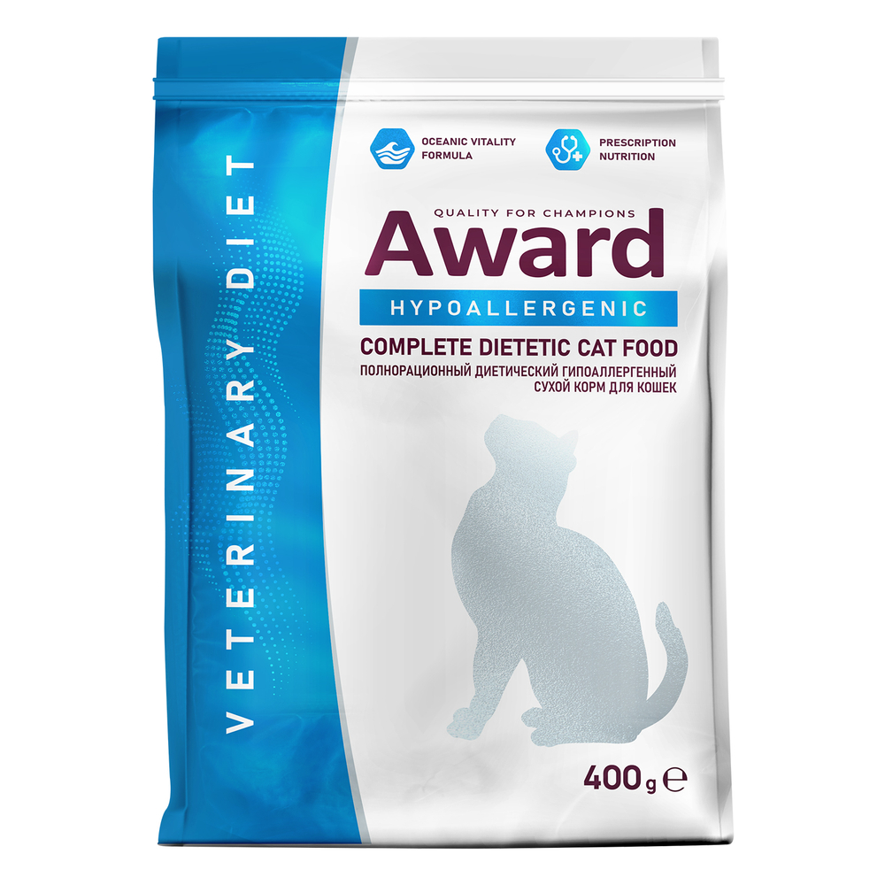 Корм для кошек AWARD Veterinary Diet Hypoallergenic при аллергии или пищ.непереносимости сух.