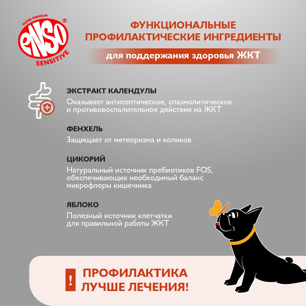 Корм для собак ENSO Sensitive подд.здор. ЖКТ, рубл.мясо индейки с гречкой и яблоком банка