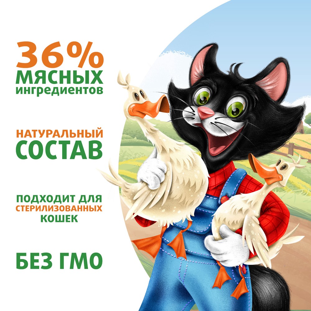 Корм для кошек ФЕРМА КОТА ФЁДОРА сочные кусочки в желе с уткой пауч