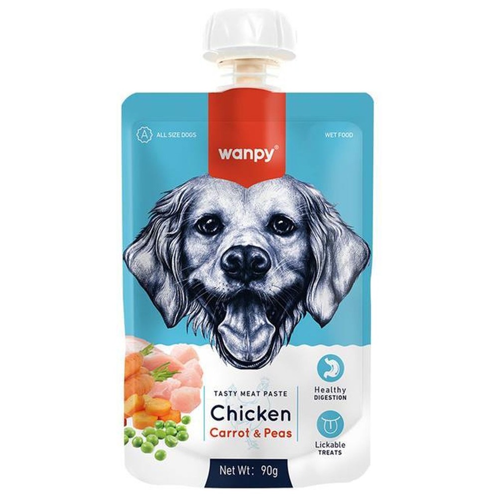 Лакомство для собак WANPY Dog Мясной мусс из курицы и моркови с горохом