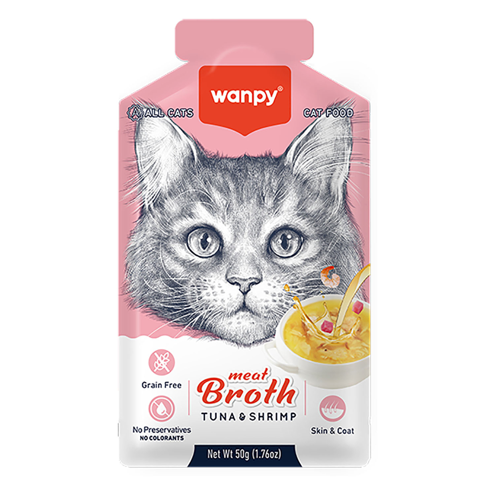 Корм для кошек WANPY Cat Бульон с тунцом и креветкой пауч