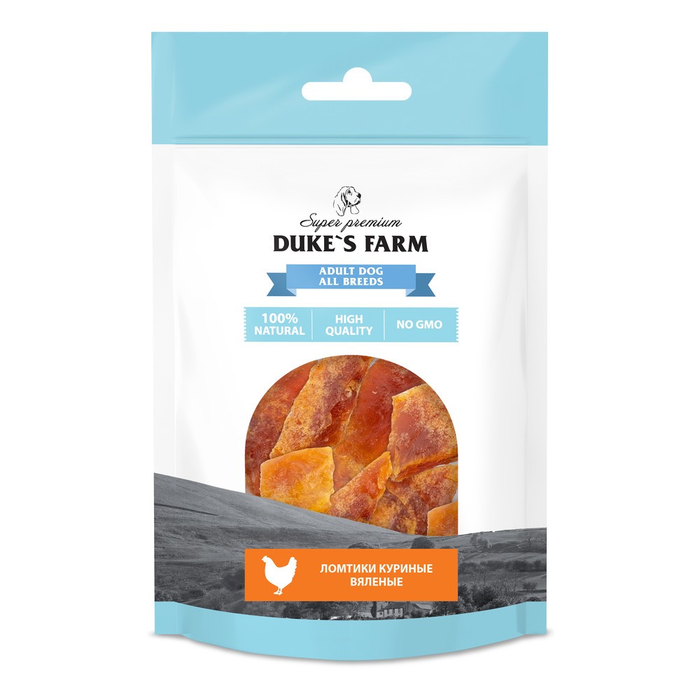 Лакомство для собак DUKE'S FARM Куриные ломтики вяленые