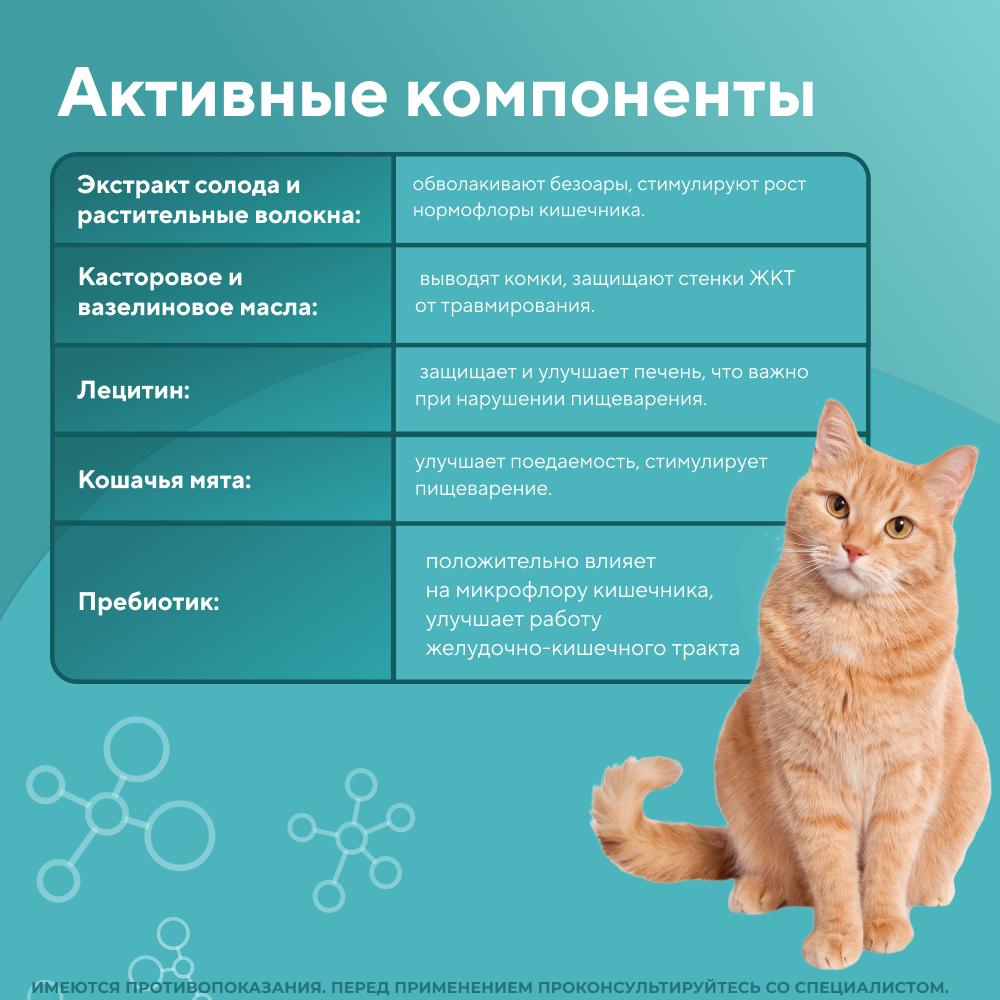 Паста для кошек VEDA My Totem Malt для выведения шерсти с пребиотиком 75мл