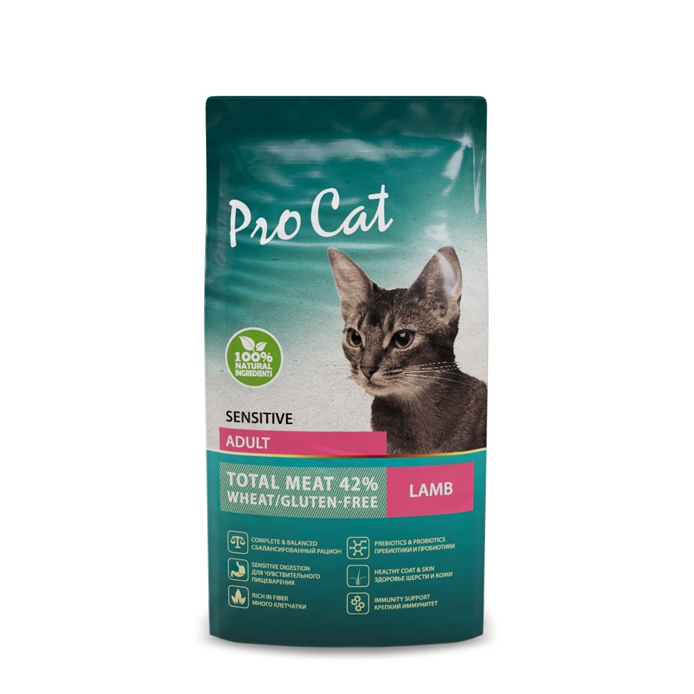 Корм для кошек PRO CAT с чувствительным пищеварением, ягненок сух.