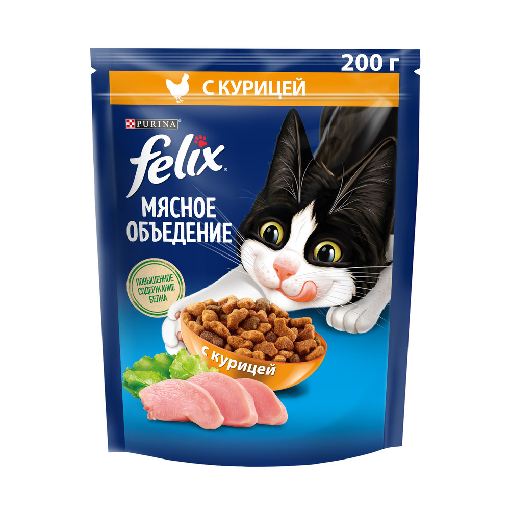 Корм для кошек FELIX Мясное объедение с курицей сух.