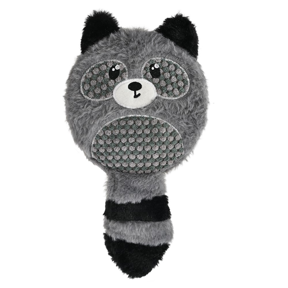 Игрушка для собак FOXIE Енот с пищалкой 17х36,5 серый плюш