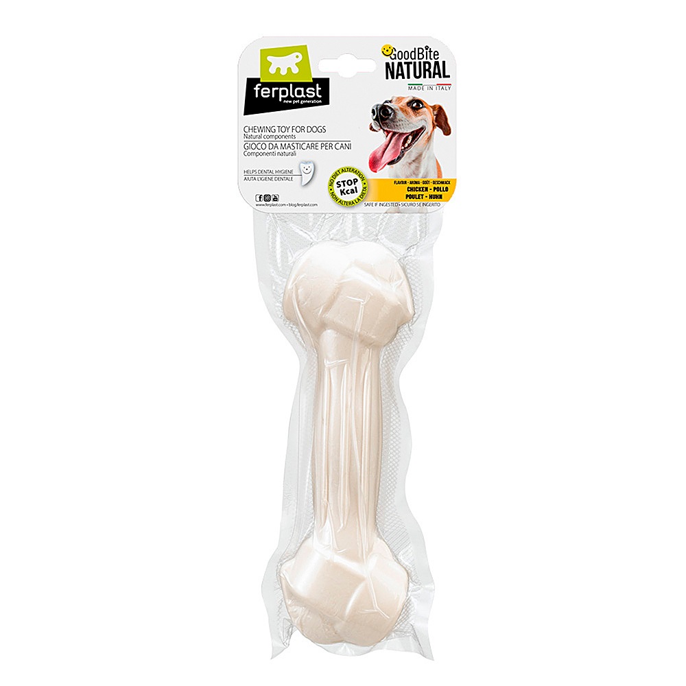 Игрушка для собак FERPLAST GoodBite XL кость съедобная, вкус курицы, 20см 250г
