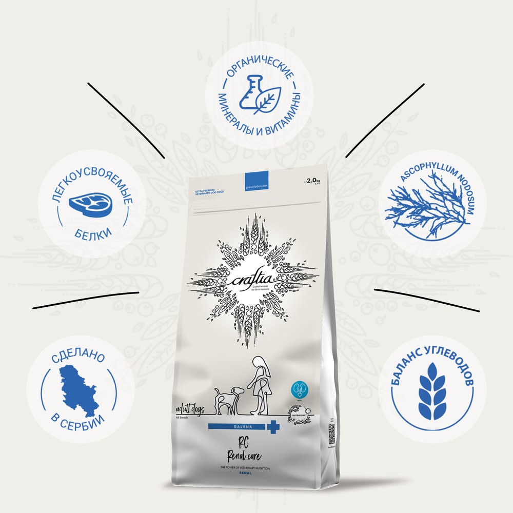 Корм для собак CRAFTIA Galena Dog Renal Care при почечной недостаточности сух.