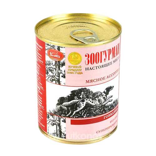 Корм для щенков ЗООГУРМАН Вкусные потрошки Говядина, банка