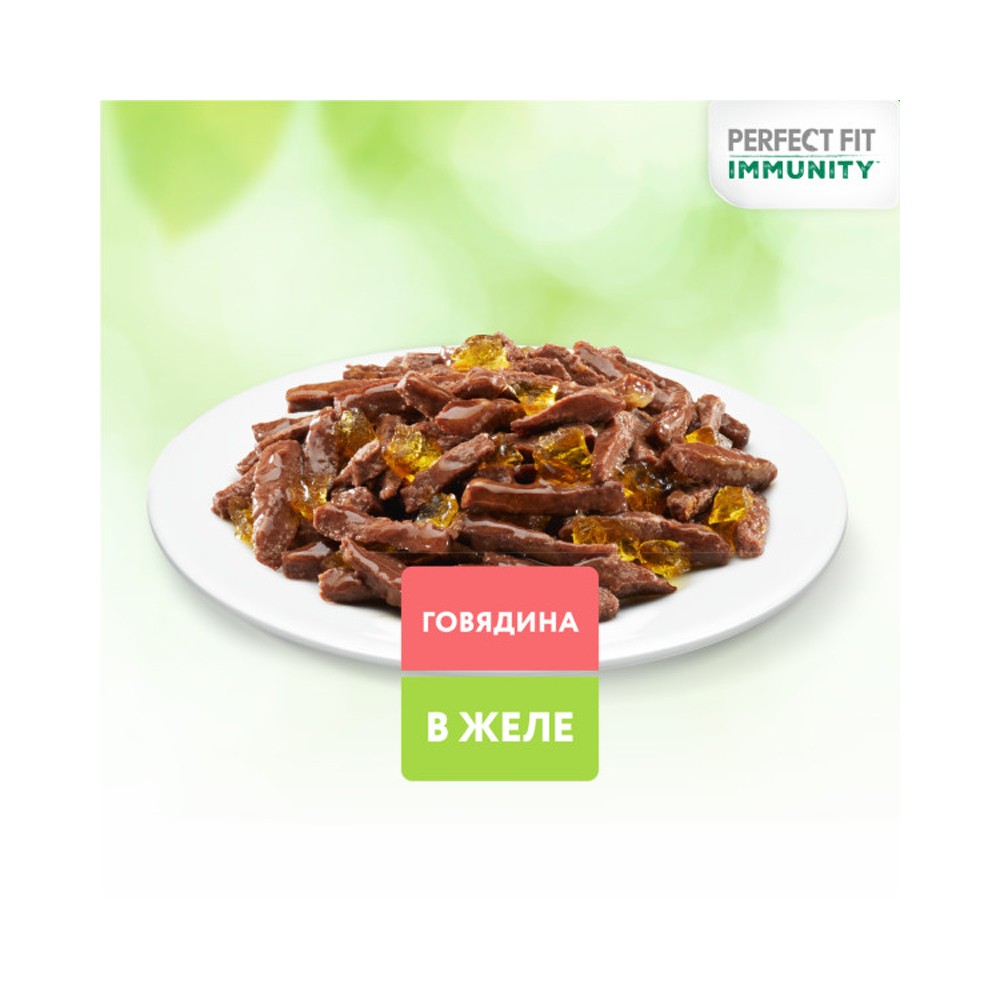 Корм для кошек PERFECT FIT Immunity говядина лён пауч