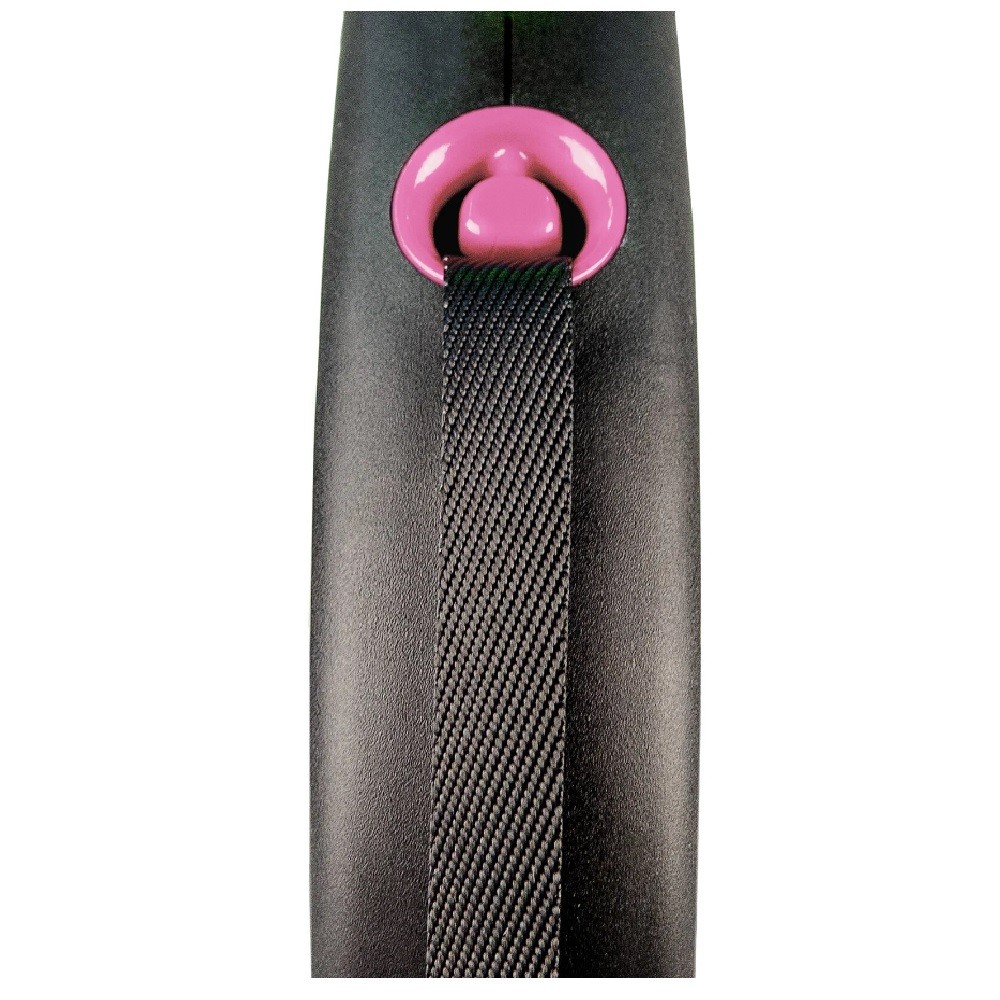 Рулетка для собак FLEXI Black Design S (до 15кг) 5м лента черный/розовый
