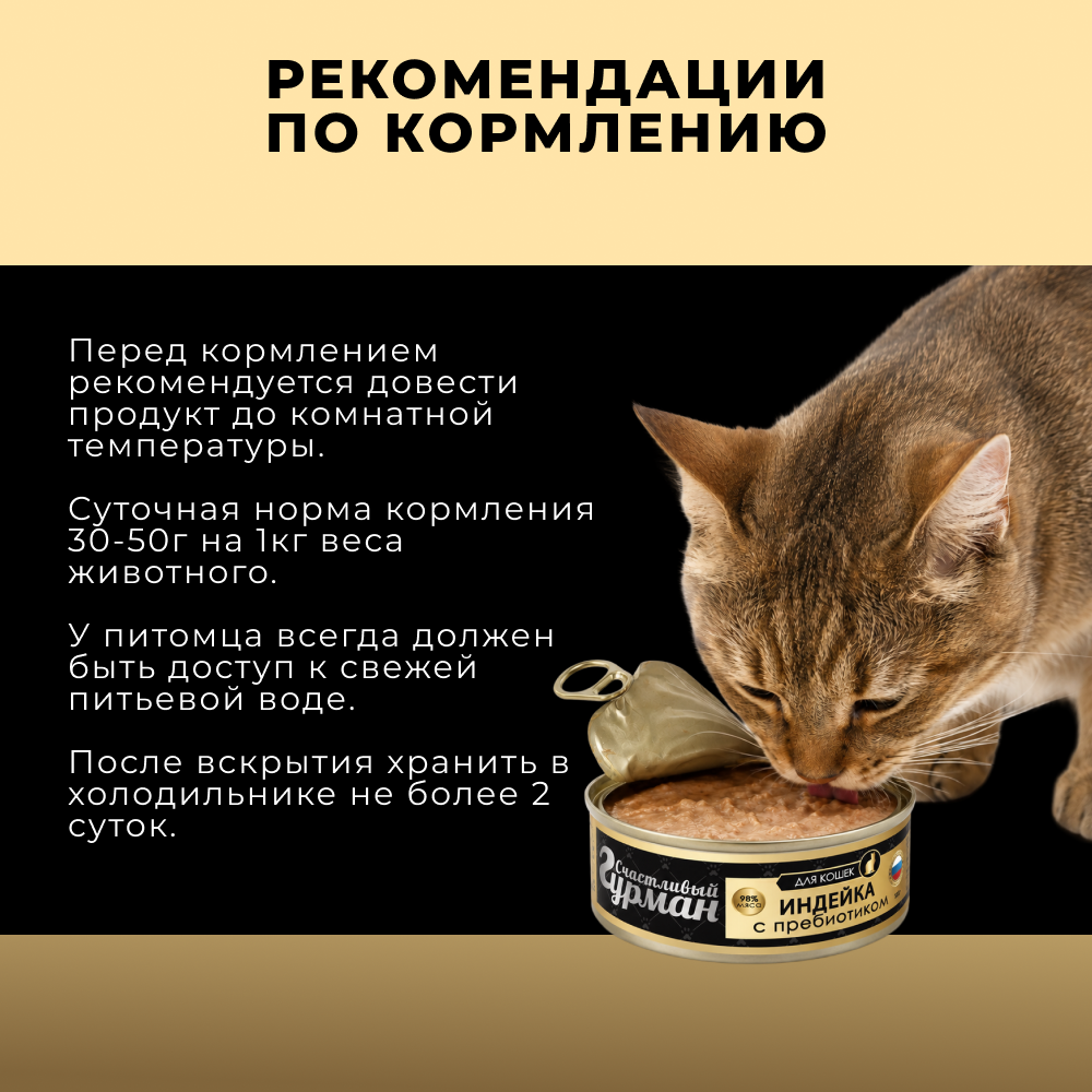 Корм для кошек СЧАСТЛИВЫЙ ГУРМАН Лосось натуральный с пребиотиком в желе, банка