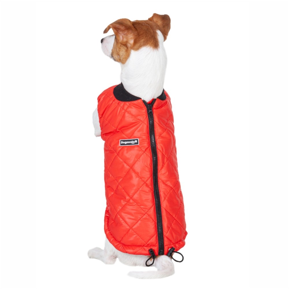 Куртка для собак DOGMODA Ромб стеганная унесекс, красный-6, спина 41см