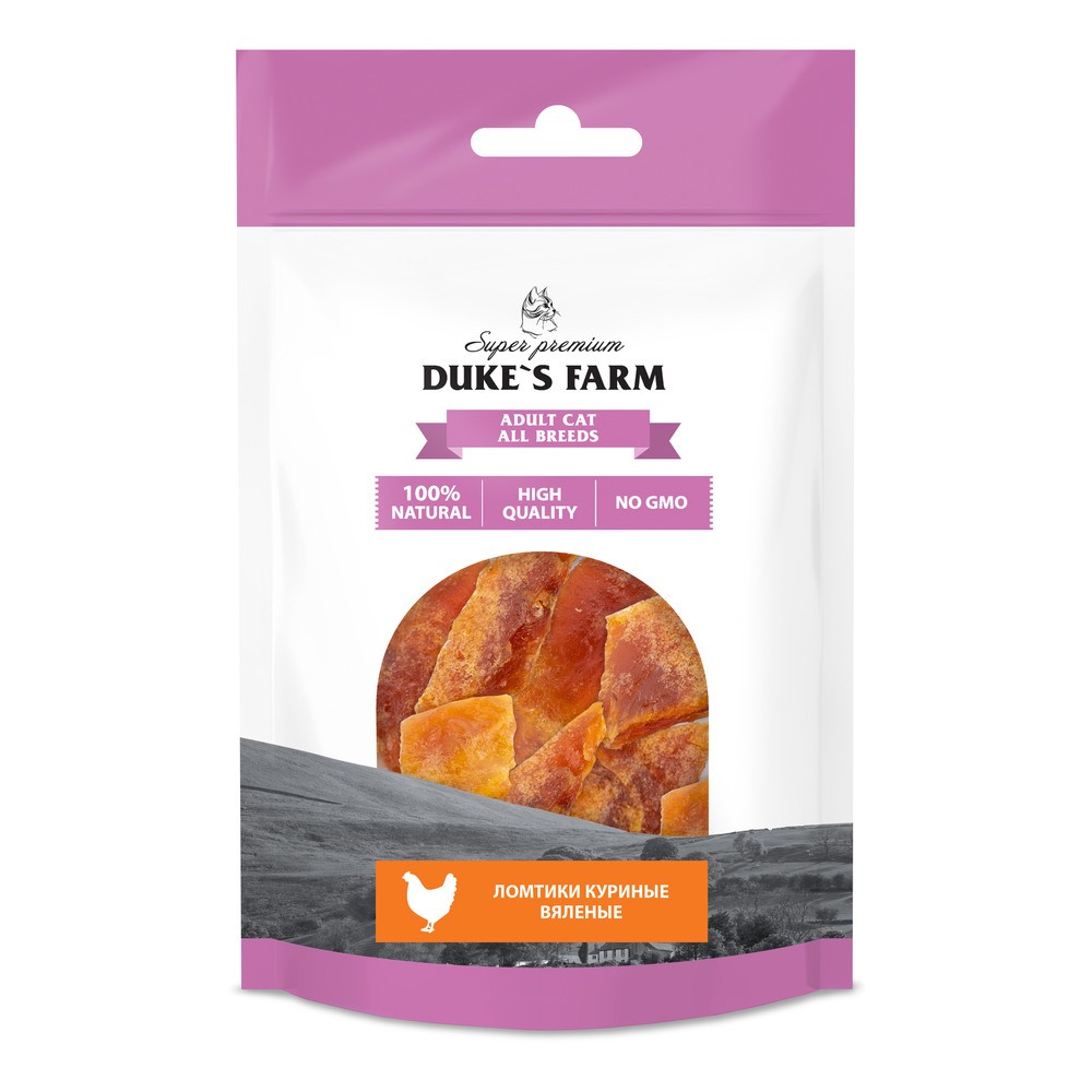 Лакомство для кошек DUKE'S FARM Куриные ломтики вяленые
