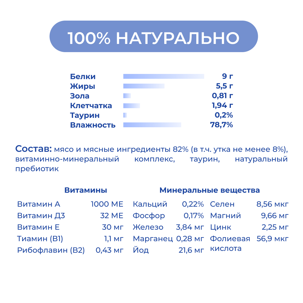 Корм для кошек JARVI для домашних, мясной паштет с уткой ламист.
