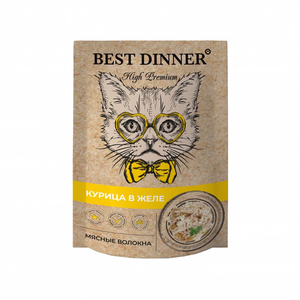 Корм для кошек BEST DINNER High Premium Курица в желе волокна филе грудки пауч