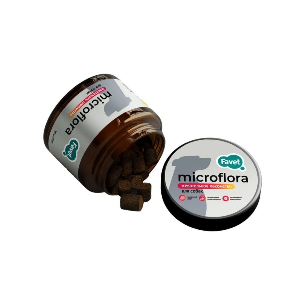 Функциональное лакомство FAVET SuperFlora Soft Chews для пищеварительной системы для собак, 120г