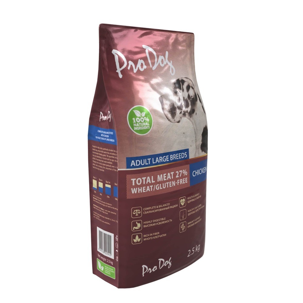 Корм для собак PRO DOG для крупных пород с нормальной активностью, курица сух.