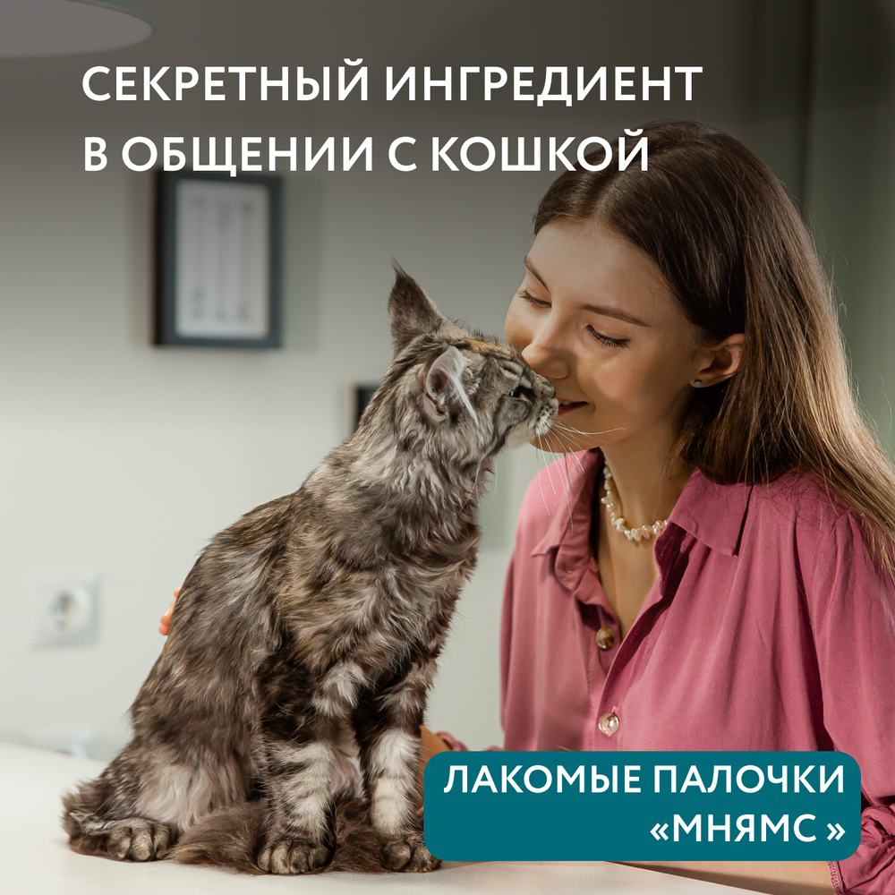 Лакомство для кошек МНЯМС Лакомые палочки для стерилизованных, из индейки и цыпленка 10х