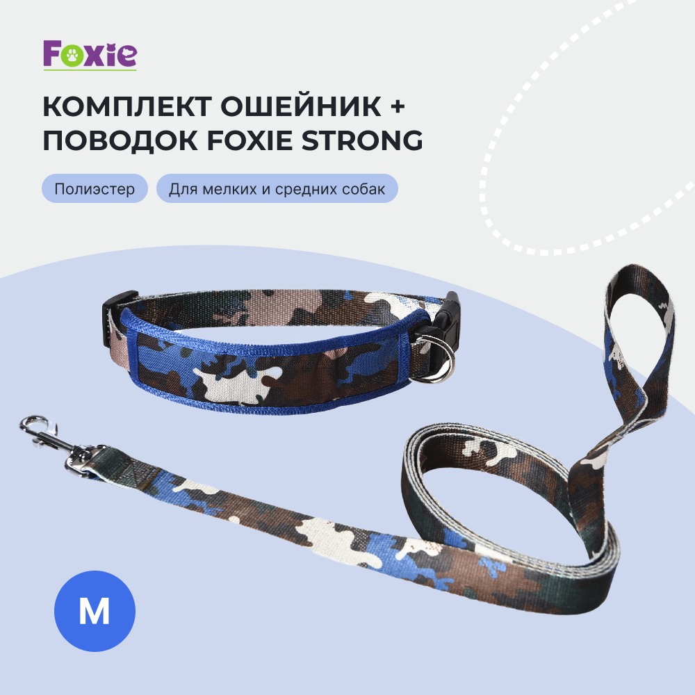 Ошейник и поводок для собак FOXIE Strong M разноцветные
