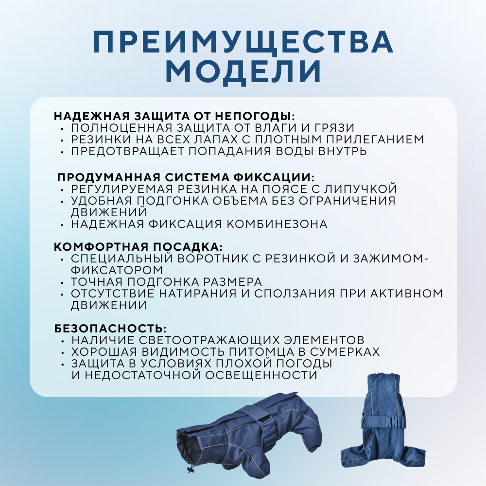 Дождевик-комбинезон для собак FOXIE Barking Blue S (длина спины 30см) синий